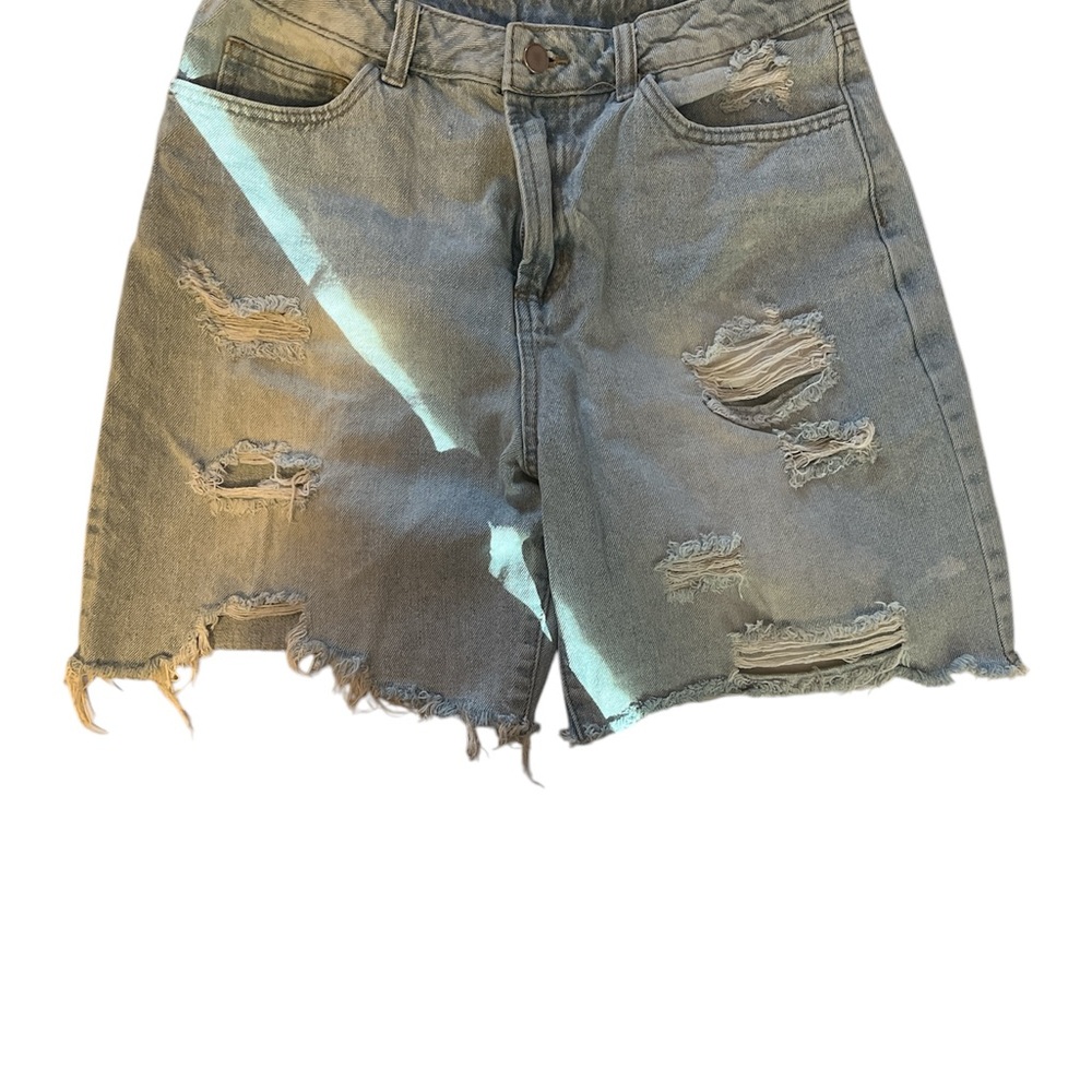 Distressed Denim Shorts High Waist